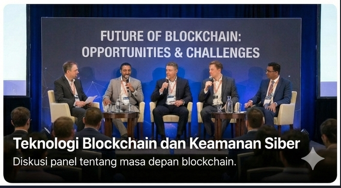 Diskusi panel tentang masa depan blockchain.